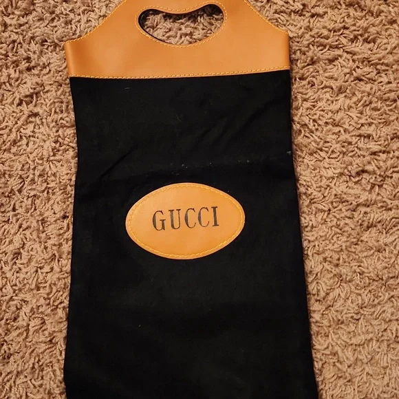 Gucci Vintage Small Black and Brown Wool And Faux Leather Tote/dust Bag - Picture 2 of 9